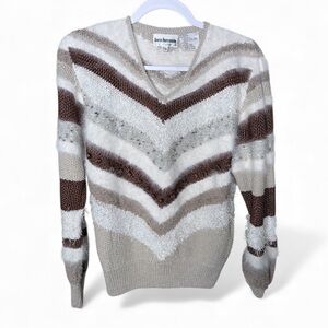 Y2k soft and cozy multicolor Striped V-Neck Sweater size large